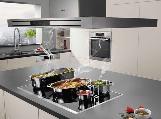 Kích thước quạt hút mùi bếp loại độc lập gắn với trần nhà